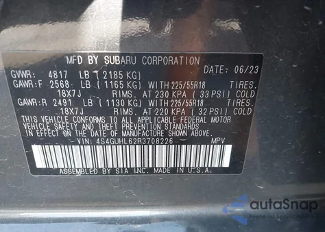 2024 Subaru Crosstrek Limited from USA, damaged, VIN 4S4GUHL62R3708226